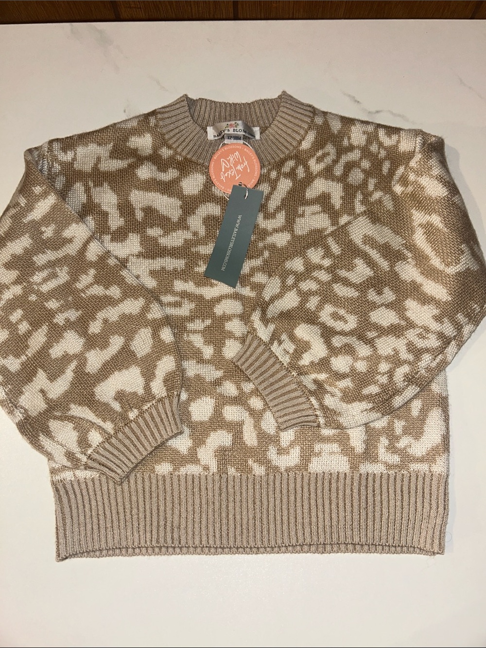 3/$25 Bailey’s Blossoms | Taupe & Cream Animal-Print Crewneck Sweater